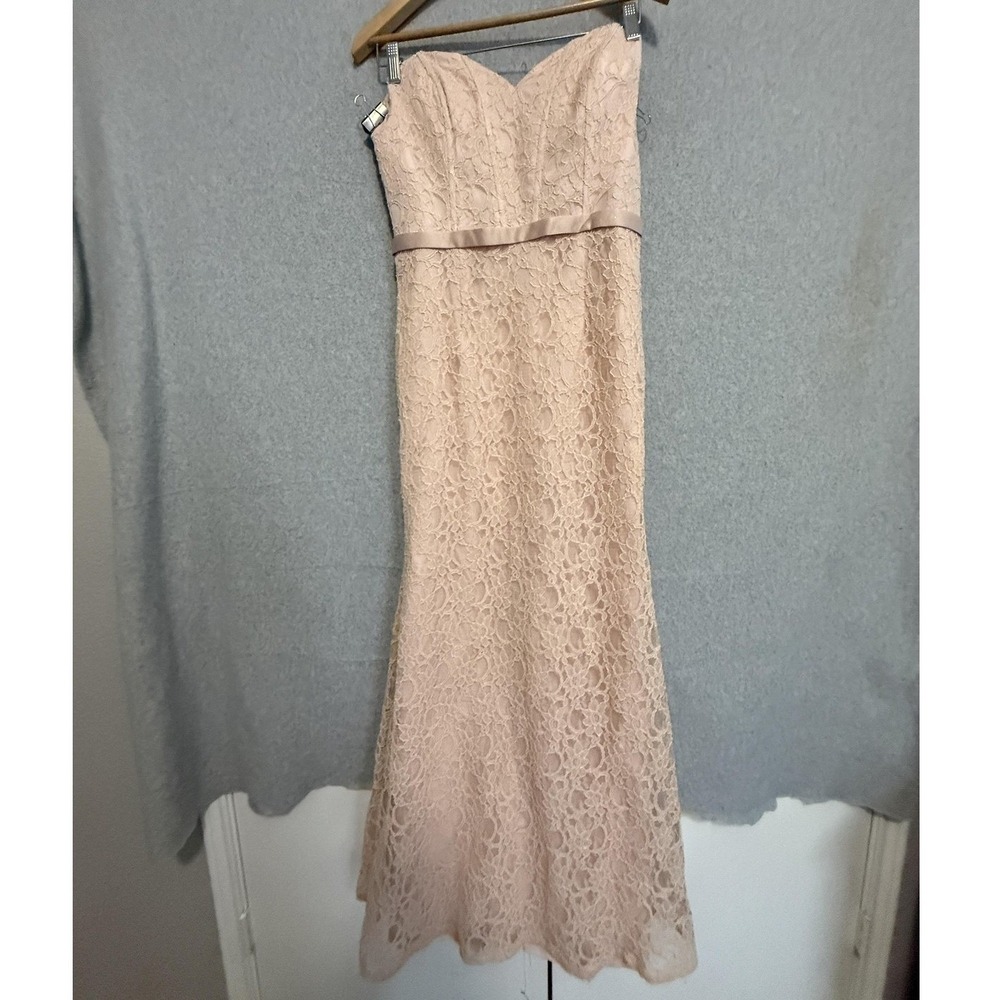Morilee By Madeline Gardner Dress Womens 14 Pink Lace Strapless Bridesmaid Gown